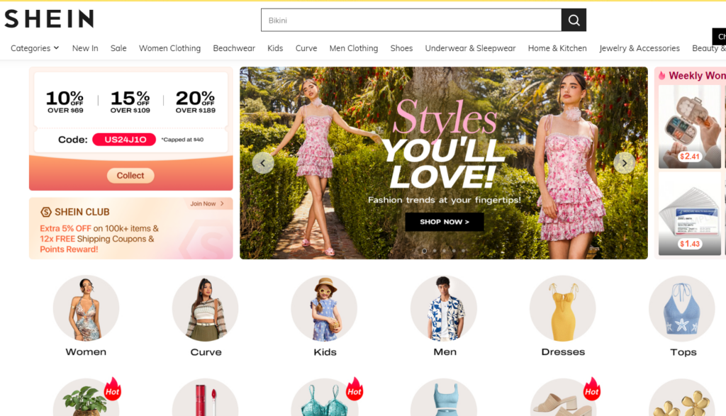 Shein Website Screenshot